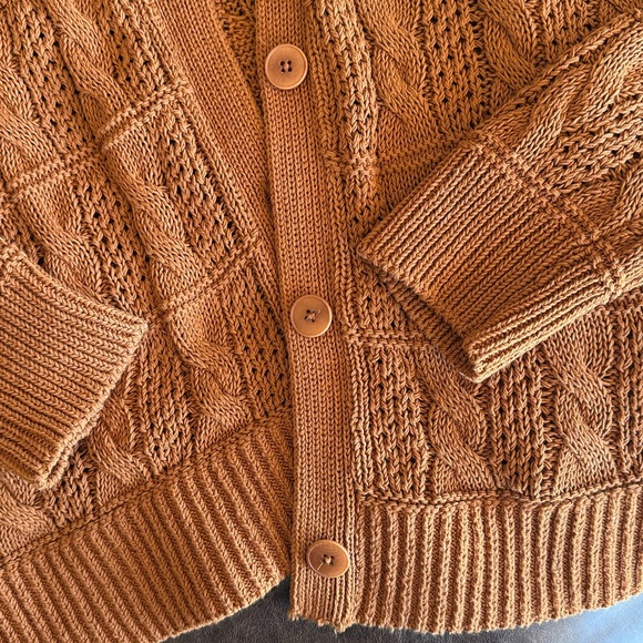 Madewell open stitch cable cotton brown Knit Cardigan - Picture 3 of 7